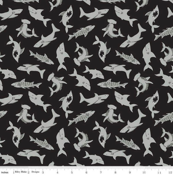 Shark Fabric By The Yard - Pirate Tales - 100% Cotton - Riley Blake Designs