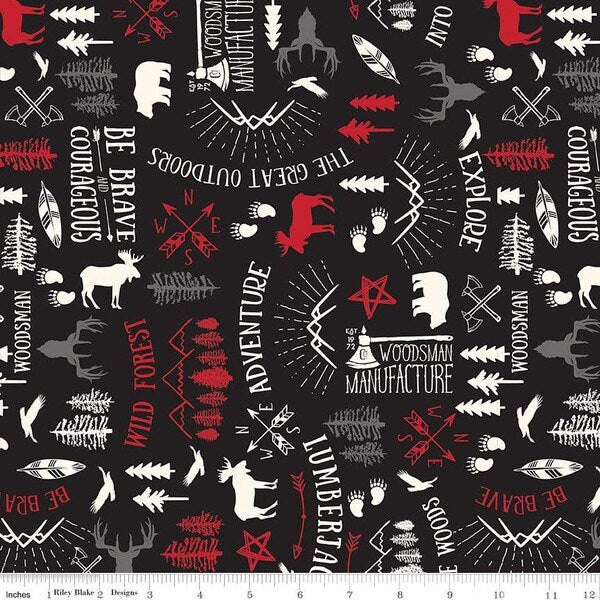 Wild At Heart - Main Black - 100% Cotton - Riley Blake Designs - Fabric By The Yard - C9820Black