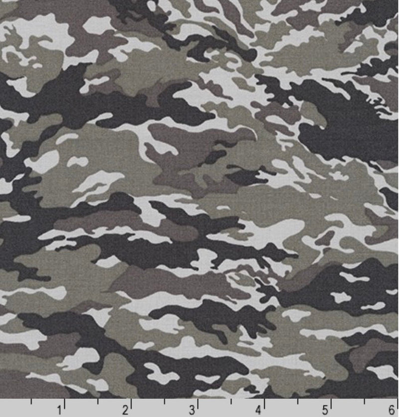 Camouflage Fabric By The Yard - Camo - Grey - Sevenberry - 100% Cotton - Robert Kaufman