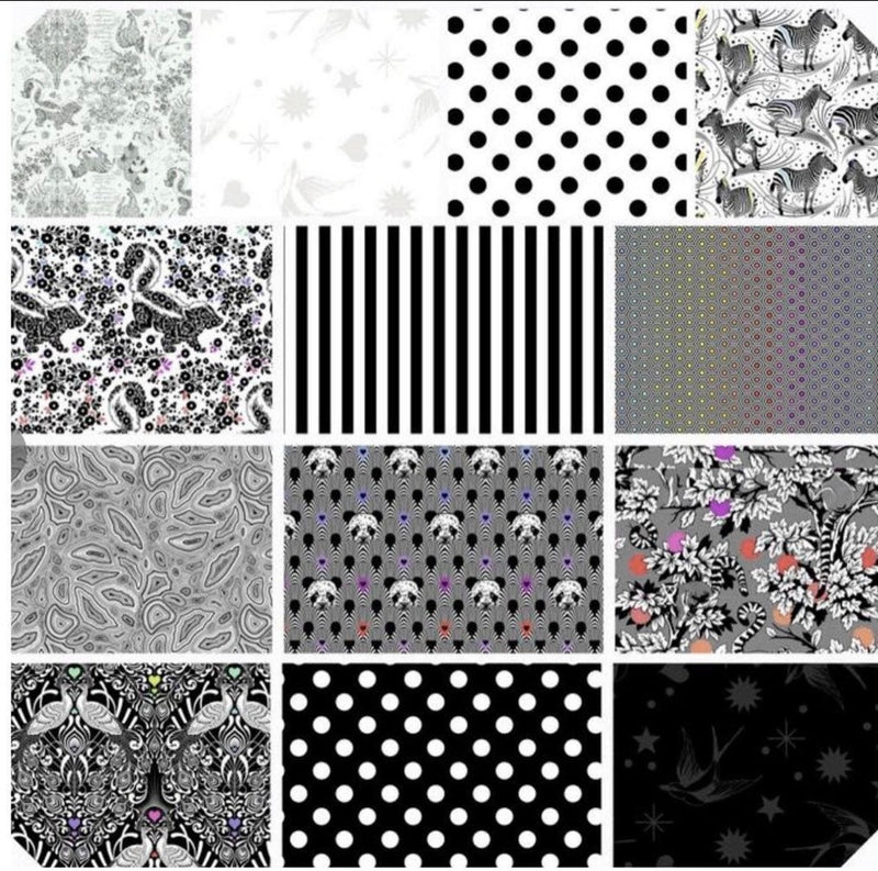 Tula Pink Linework Hexy Rainbow - Ink - Fabric By The Yard - 100% Cotton - Free Spirit Fabrics - Rainbow Fabric - Hexagons