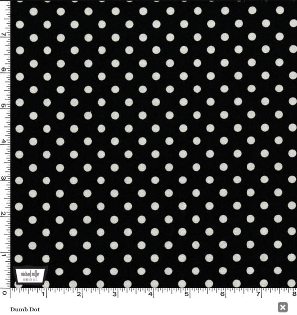 Dumb Dot - Black - Black and White - Polka Dots - Fabric By The Yard - 100% Cotton - Michael Miller Fabrics - CX2490-BLAC-D