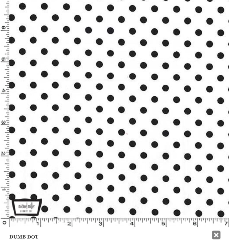 Dumb Dot - White - Black and White - Polka Dots - Fabric By The Yard - 100% Cotton - Michael Miller Fabrics - CX2490-DALM-D