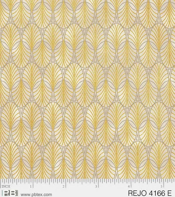 Rejoice Geometric Gold - 100% Cotton - P&B Textiles - Christmas fabric - Textural Fabric - Art Deco - Metallic