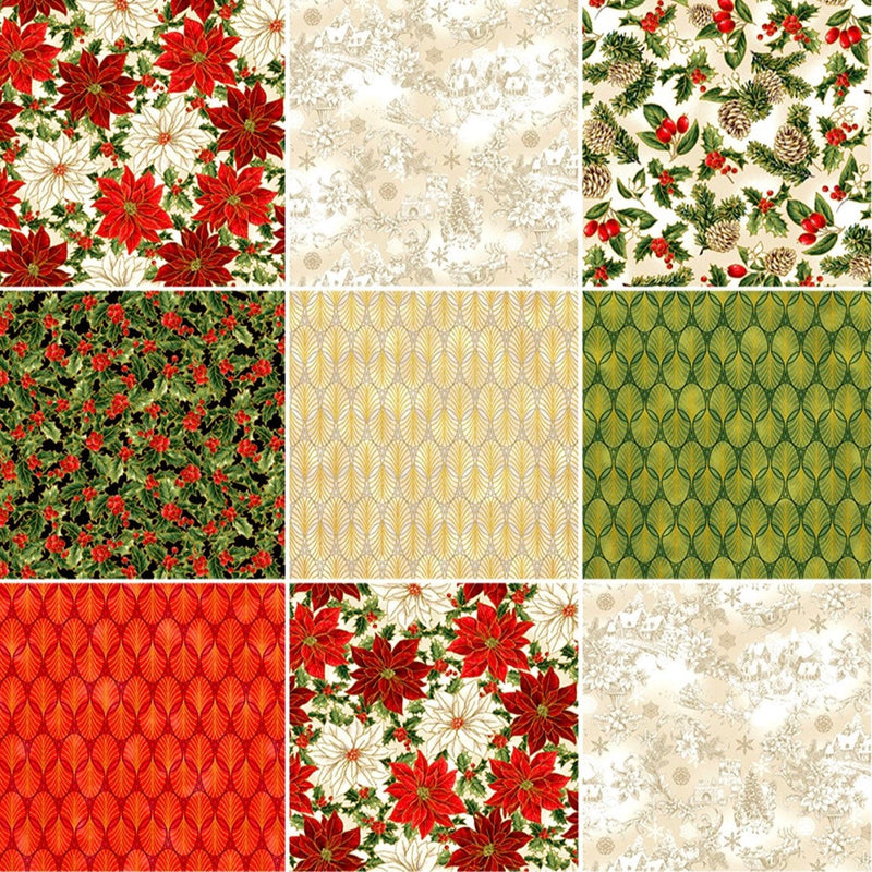 Rejoice Scene - 100% Cotton - P&B Textiles - Christmas fabric - Holiday Fabric - Santa’s Sleigh - Winter Cabin - Snow