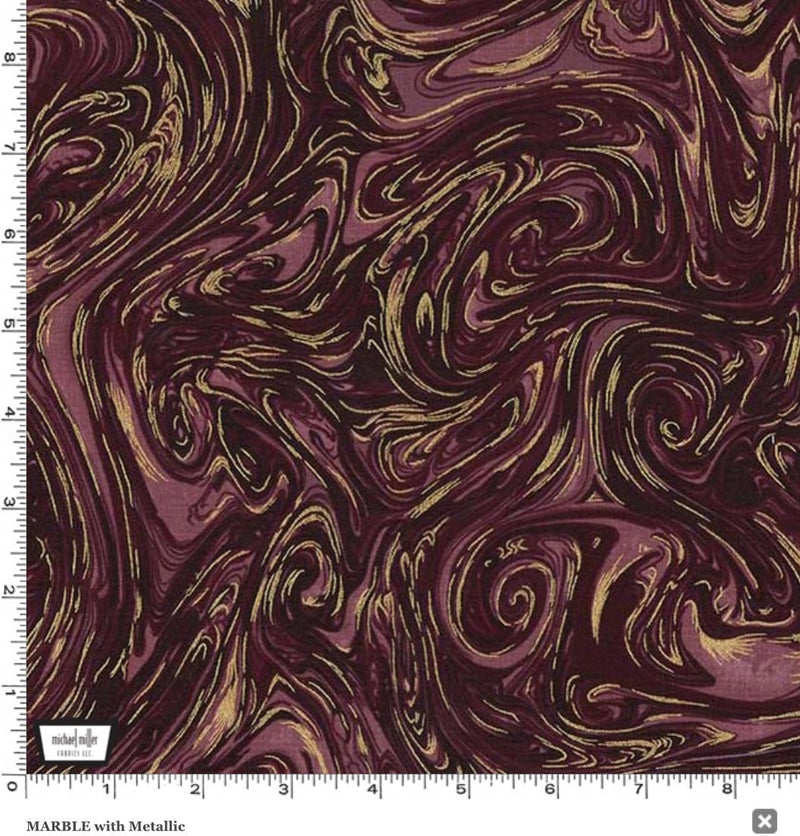 Maroon Marble with Metallic - Michael Miller - 100% Cotton - Marble Quilt Fabric - Basics and Blenders - CM1087-Currant