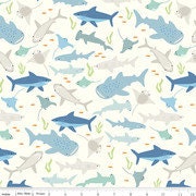 Riptide Main Cream - Shark Fabric - Stingrays - 100% Cotton - Riley Blake Designs - Fabric By The Yard - C10300-CREAM