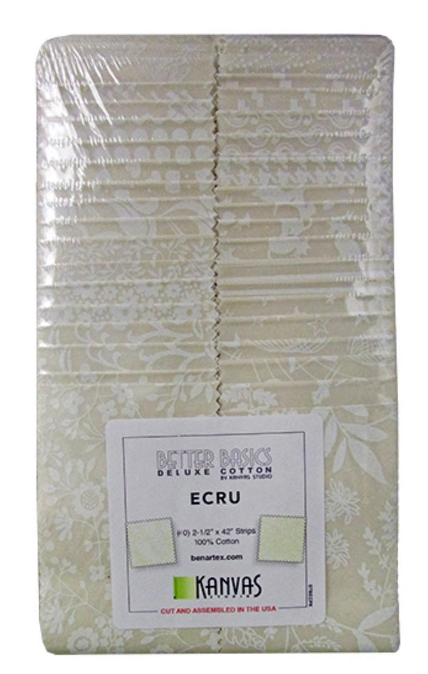 Better Basics Ecru Strips - 40 pcs - Cream on Cream - Tone on Tone- 100% Cotton - Benartex - STBECPK