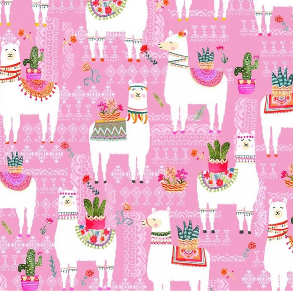 La Llama - Pink - La Vida Loca - Fabric By The Yard - 100% Cotton - Michael Miller Fabrics - CX9416-PINK-D