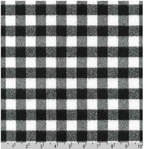 Mammoth Flannel By The Yard - White/Black Buffalo Check - Robert Kaufman - 100% Cotton - SRKF 16944-1-WHITE