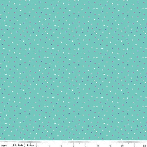 Unicorn Kingdom DOTS in Teal Sparkle - Shawn Wallace for Riley Blake Designs - Unicorn Fabric - Castle Fabric - SC10475-TEAL