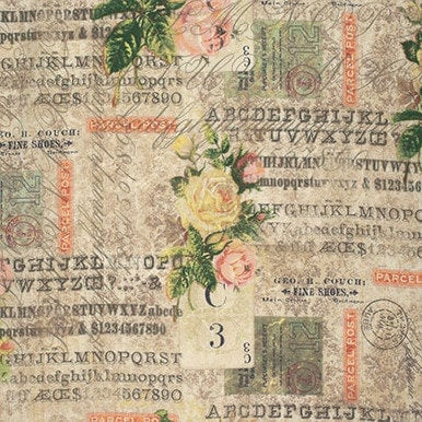 Rose Parcel - Foundations by Tim Holtz - Fabric By The Yard - 100% Cotton - Free Spirit Fabrics - PWTH035.8MULT