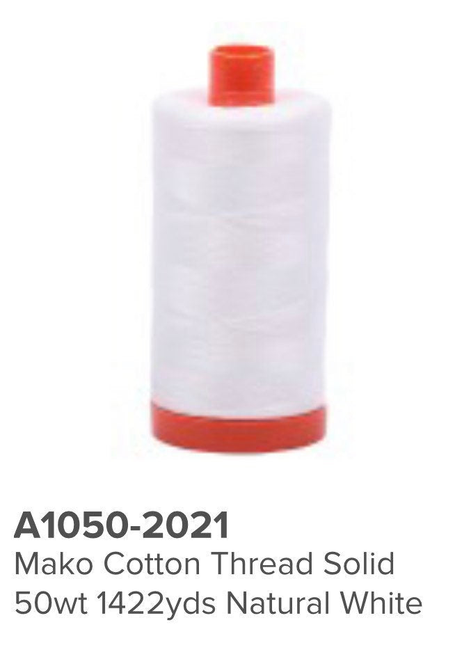 50wt Aurifil Natural White 2021 - 100% Egyptian Cotton Mako Thread - 1422 yards - Aurifil