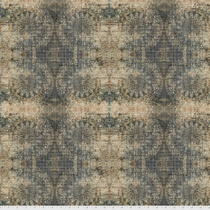 Muted Medallions - Abandoned 2 by Tim Holtz - Fabric By The Yard - 100% Cotton - Free Spirit Fabrics - PWTH141.INDIGO