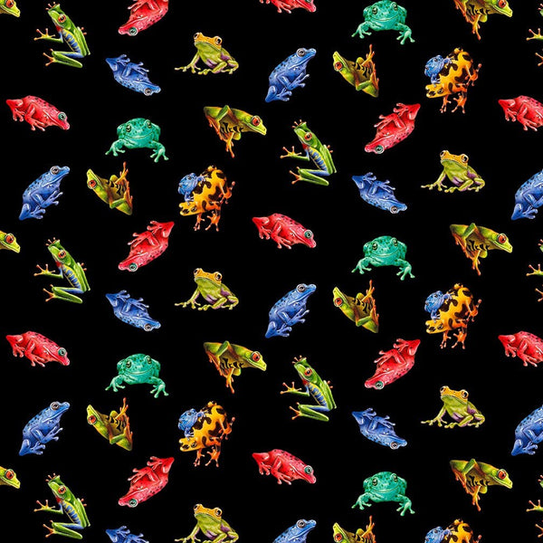 Small Frog Tossed All Over - Jewels of the Jungle - Rainforest Frogs - Fabric By The Yard - 100% Cotton - Studio E Fabrics - 5562-9