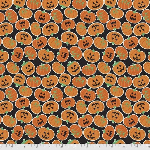 Pumpkin Bites - Black - Boolicious - 100% Cotton - Vintage Looking Halloween - Maude Asbury for Free Spirit Fabrics - PWMA004.XBLACK