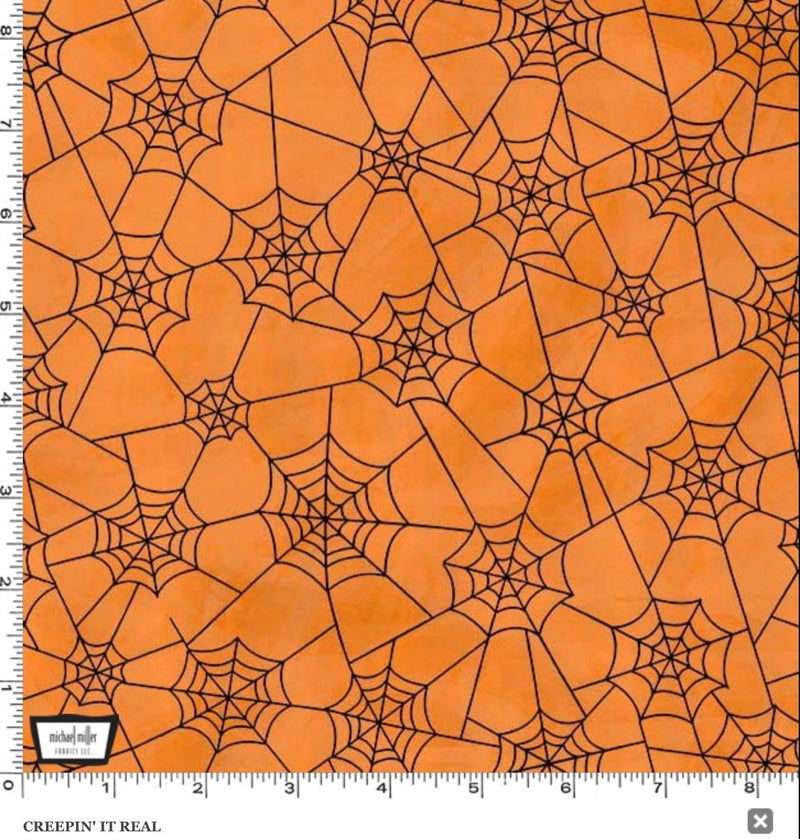 Creepin’ It Real - Orange - Hocus Pocus - 100% Cotton - Spiderweb Fabric - Michael Miller Fabrics - CX9739-ORAN-D