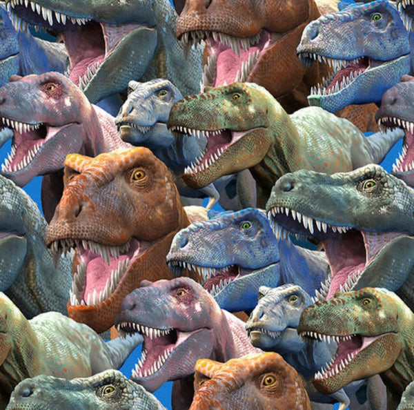 T-Rex Collage - Tyranno-Chorus Collection - Digitally Printed - Dinosaur Fabric - 100% Cotton - Blank Quilting - 1549-90