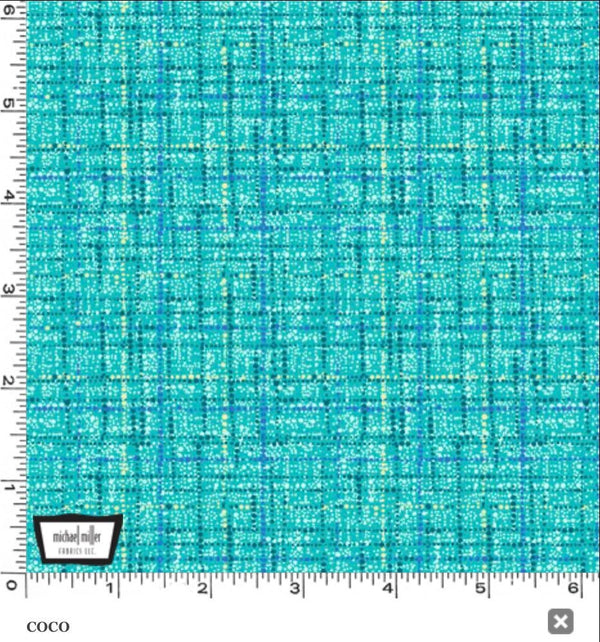 Michael Miller Coco Turquoise - 100% Quilting Cotton - Tweed Appearance - Fabric by the Yard - CX9316-TURQ-D