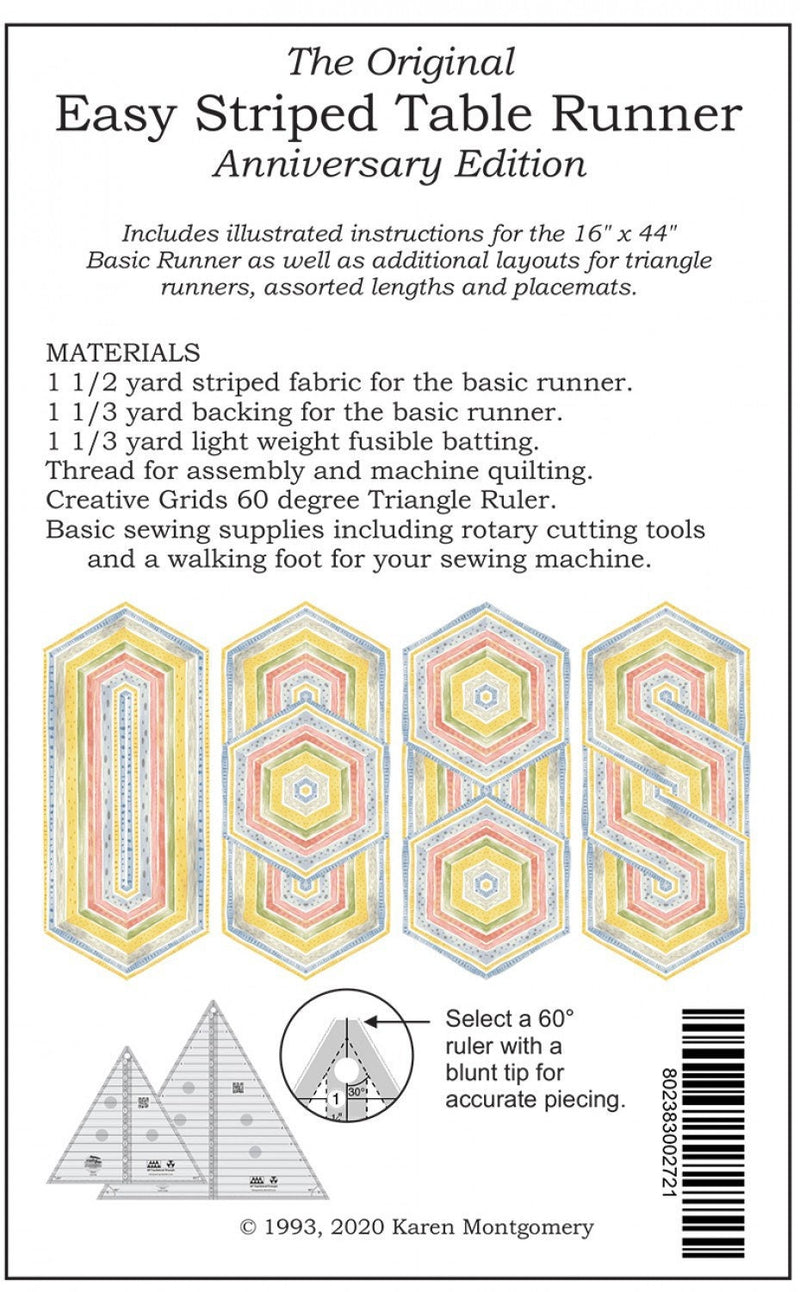 Easy Stripe Table Runner Pattern - Border Stripe - Karen Montgomery - Paper Pattern