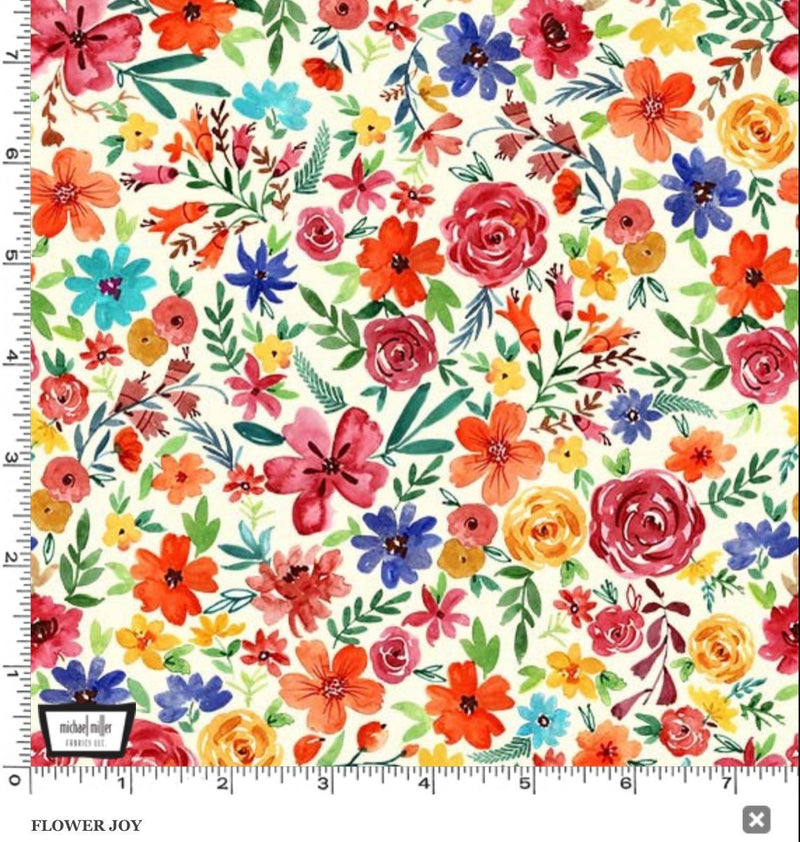 Flower Joy Cream - Everyone is Invited - Michael Miller - Floral Fabric- Fabric By The Yard - 100% Cotton - DCX9800-CREM-D