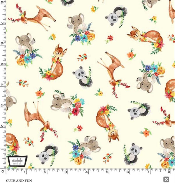 Cute and Fun Cream - Everyone is Invited - Michael Miller - Floral Fabric- Fabric By The Yard - 100% Cotton - DCX9801-CREM-D