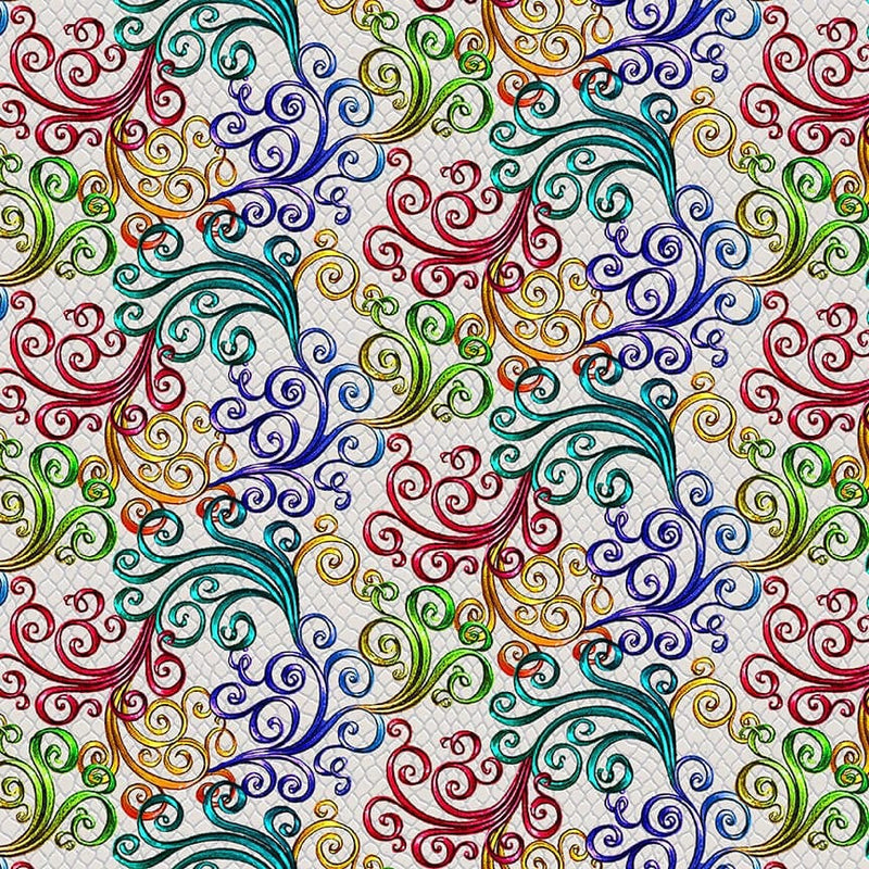 Rainbow Swirl Ecru - Rainbow Dragon - Fabric By The Yard - 100% Cotton - Studio E Fabrics - 5841-44