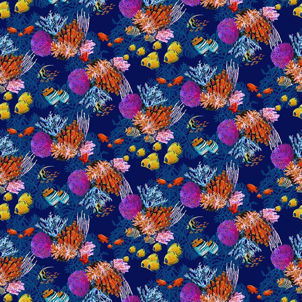 Coral Reef - Reef Life - Fabric By The Yard - 100% Cotton - Studio E Fabrics - 5747-77