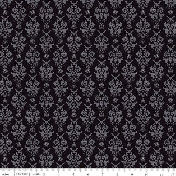 Damask Black - Spooky Hollow - Halloween - 100% Cotton - Melissa Mortenson for Riley Blake Designs - SC10571-BLACK