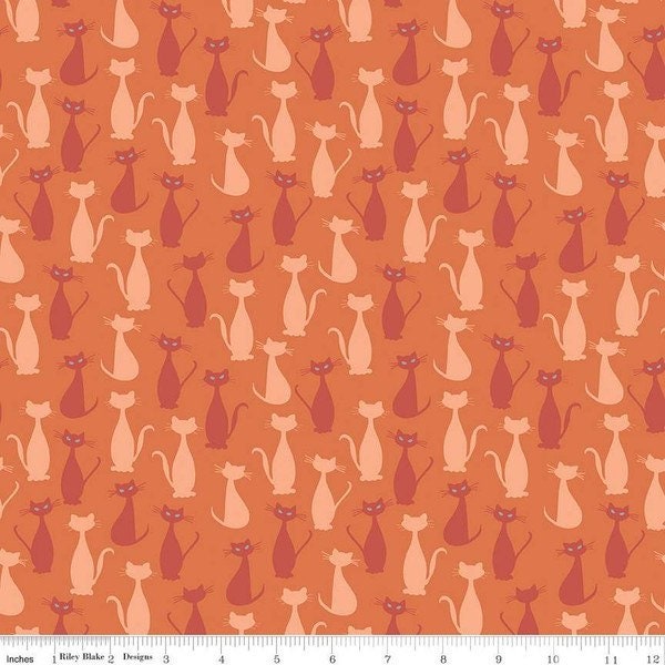 Cats Orange Sparkle - Spooky Hollow - Halloween - 100% Cotton - Melissa Mortenson for Riley Blake Designs - SC10573-ORANGE