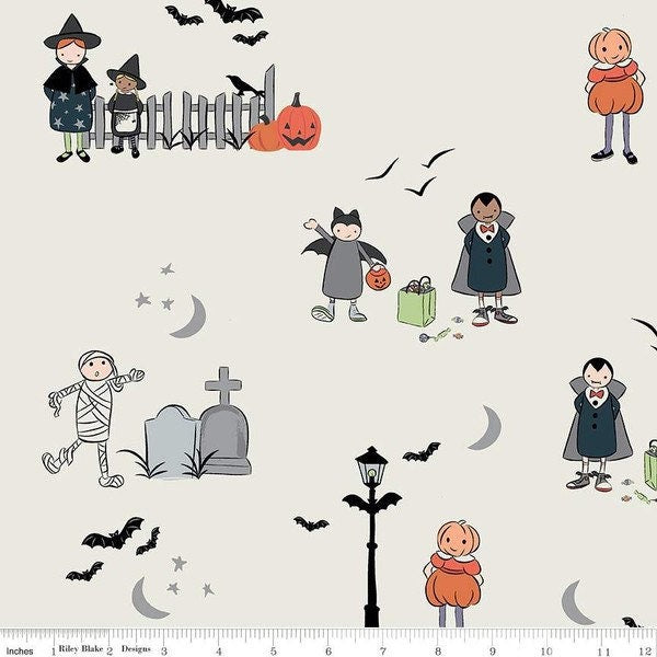 Trick or Treat Main Sparkle - Spooky Hollow - Halloween - 100% Cotton - Melissa Mortenson for Riley Blake Designs - SC10570-EGGSHELL