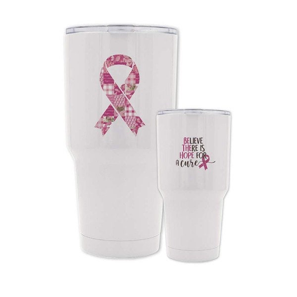 Hope in Bloom 30 oz Tumbler - Breast Cancer Cup - Pink Ribbon Gift - Riley Blake Designs