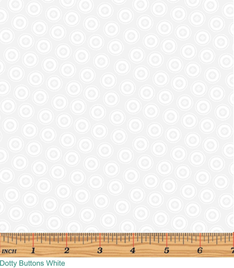 Dotty Buttons White on White - Night & Day 2 - 100% Cotton - Kanvas Studio - Tone on Tone - Fabric by the Yard - 1040109B