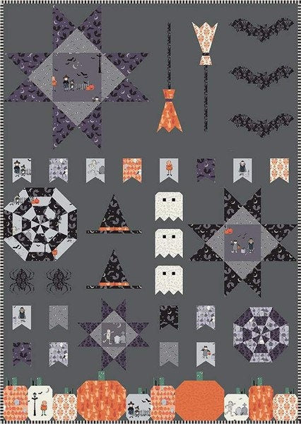 Trick or Treat Main Sparkle - Spooky Hollow - Halloween - 100% Cotton - Melissa Mortenson for Riley Blake Designs - SC10570-CHARCOAL