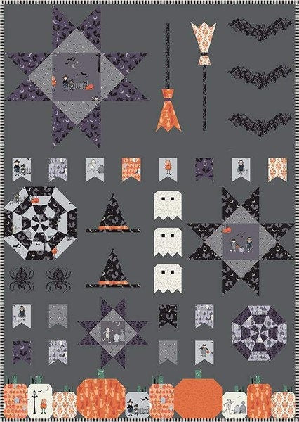 Halloween Icons Orange - Spooky Hollow - Halloween - 100% Cotton - Melissa Mortenson for Riley Blake Designs - SC10574-ORANGE