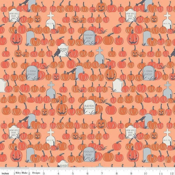 Pumpkin Field in Orange - Spooky Hollow - Halloween - 100% Cotton - Melissa Mortenson for Riley Blake Designs - SC10575-ORANGE