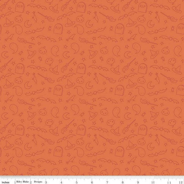 Halloween Icons Orange - Spooky Hollow - Halloween - 100% Cotton - Melissa Mortenson for Riley Blake Designs - SC10574-ORANGE