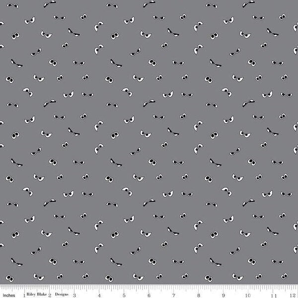 Eyeballs Glow in the Dark Gray - Spooky Hollow - Halloween - 100% Cotton - Melissa Mortenson for Riley Blake Designs - SC10576-GRAY