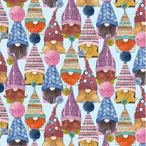 Set Gnomes Blue - Love You! Gnome-atter What - Fabric by the Yard - Michael Miller Fabrics - CX10026-BLUE-D