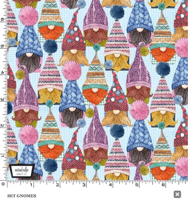 Set Gnomes Blue - Love You! Gnome-atter What - Fabric by the Yard - Michael Miller Fabrics - CX10026-BLUE-D