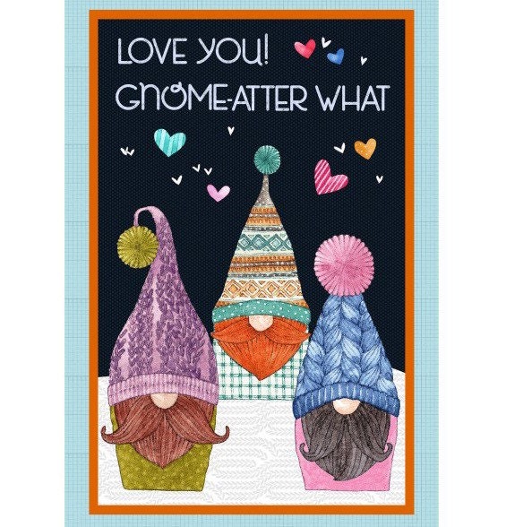 Love You! Gnome-atter What PANEL - 24” Repeat - Fabric by the Yard - Michael Miller Fabrics - CX10036-BLUE-D
