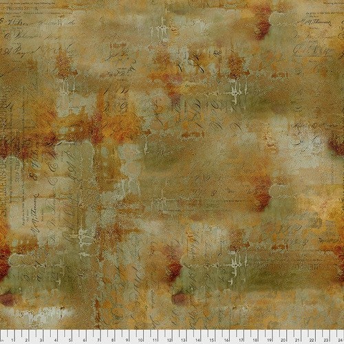 Writing Specimen - Abandoned by Tim Holtz - Fabric By The Yard - 100% Cotton - Free Spirit Fabrics - PWTH135.SIENNA
