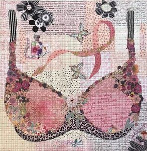 Pretty In Pink Collage Pattern by Laura Heine - Fiberworks - Wallhanging Pattern