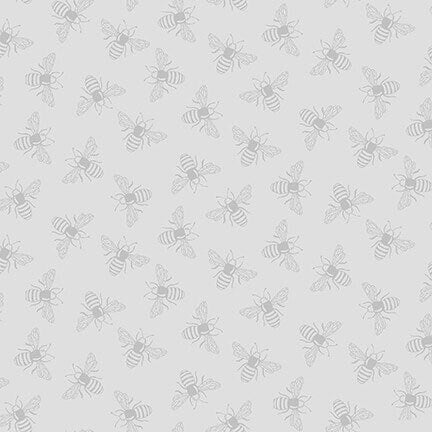 Grayscale Bees - Gray on Gray - 100% Cotton - Blank Quilting - Tone on Tone - Fabric by the Yard - 1754-90