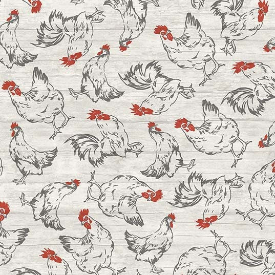 Rooster Toss Cream - Life is Better on the Farm - Fabric by the Yard - Michael Miller Fabrics - CX9965-CREM-D