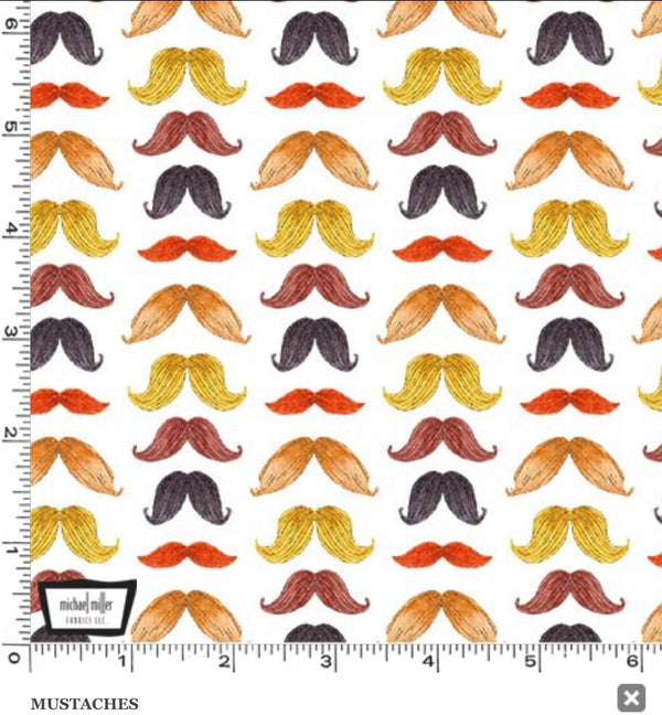 Mustaches - Love You! Gnome-atter What - Mustache Fabric - Fabric by the Yard - Michael Miller Fabrics - CX10031-MULT-D