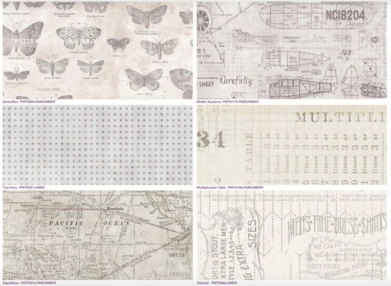 Butterflies - Monochrome by Tim Holtz - Fabric By The Yard - 100% Cotton - Free Spirit Fabrics - PWTH004.PARCHMENT