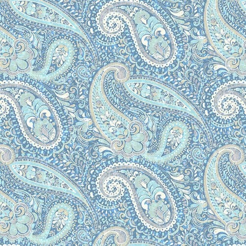 Shelby Quilt Backing Fabric - Blue Paisley - Quilt Back - Fabric By The Yard - 108” wide - 100% Cotton - Blank Quilting - 108SHELBY-1738-77