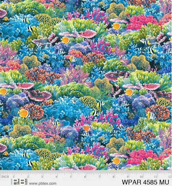 Coral Reef - Weekend in Paradise - Digitally Printed - Fabric By The Yard - 100% Cotton - P&B Textiles - WPAR 4585 MU