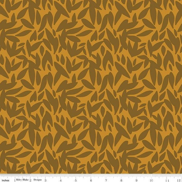 Leaves Butterscotch Sonnet Dusk - Floral - 100% Cotton - Riley Blake Designs - Fabric By The Yard - C11293-BUTTERSCOTCH