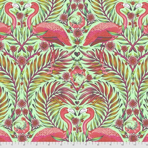 Pretty in Pink in Mango - Daydreamer by Tula Pink - Fabric By The Yard - 100% Cotton - Free Spirit Fabrics - PWTP169.MANGO